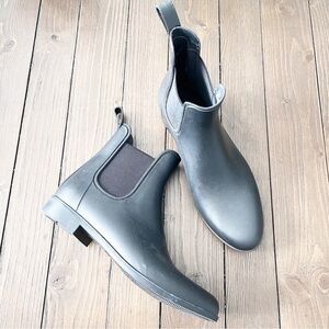 J. Crew Black Chelsea Rain Ankle Boots